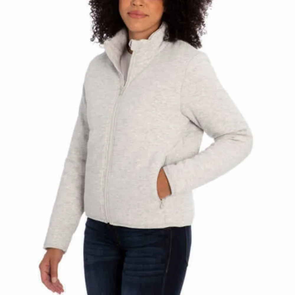 Three Dots Ladies' Quilted Jacket GRAY - Picture 2 of 9